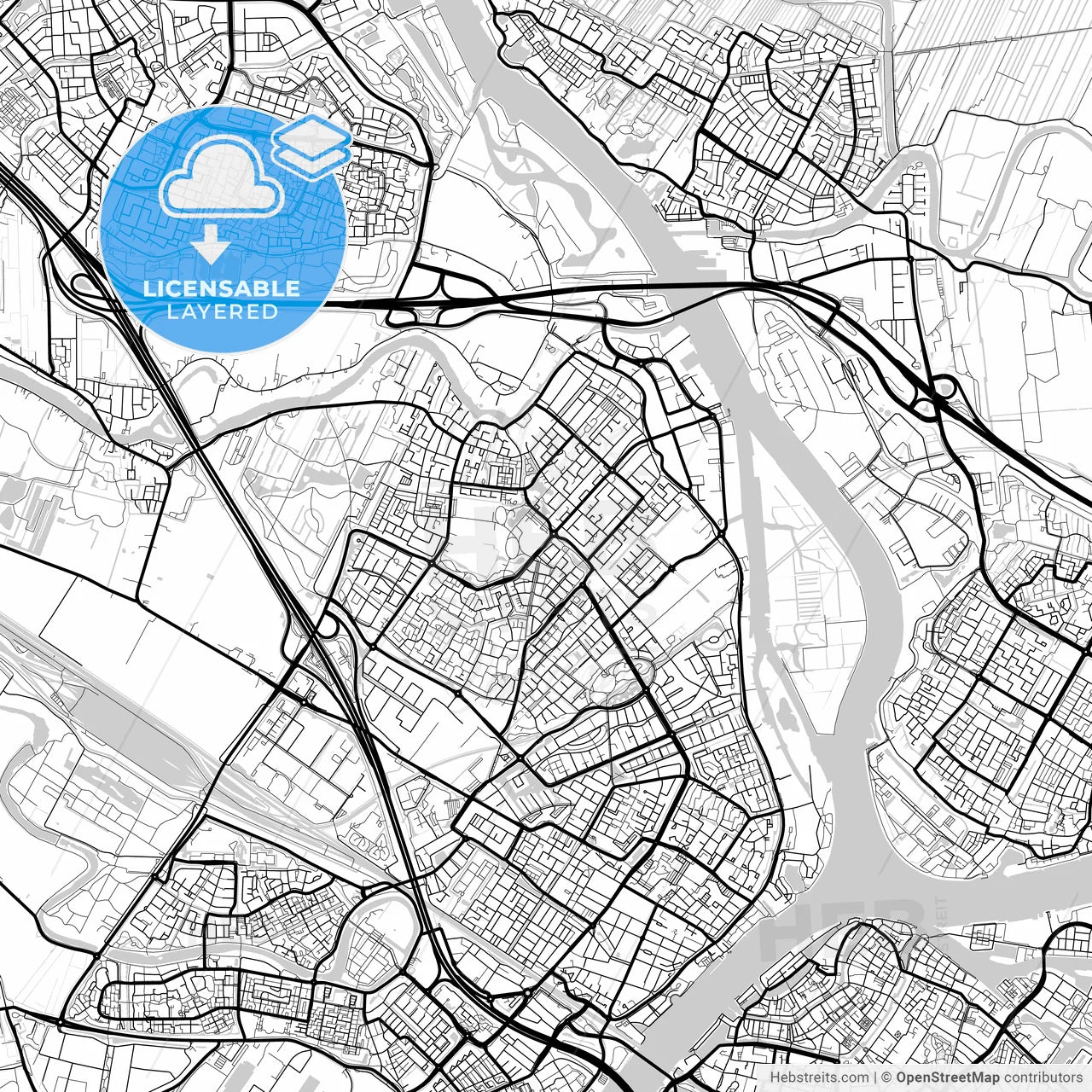 Layered PDF map of Hendrik-Ido-Ambacht, South Holland, Netherlands