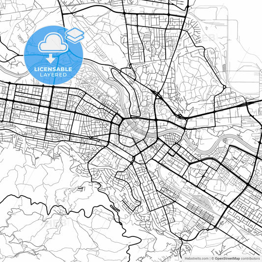 Layered PDF map of Skopje, North Macedonia