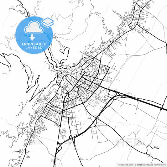 Layered PDF map of Tetovo, North Macedonia