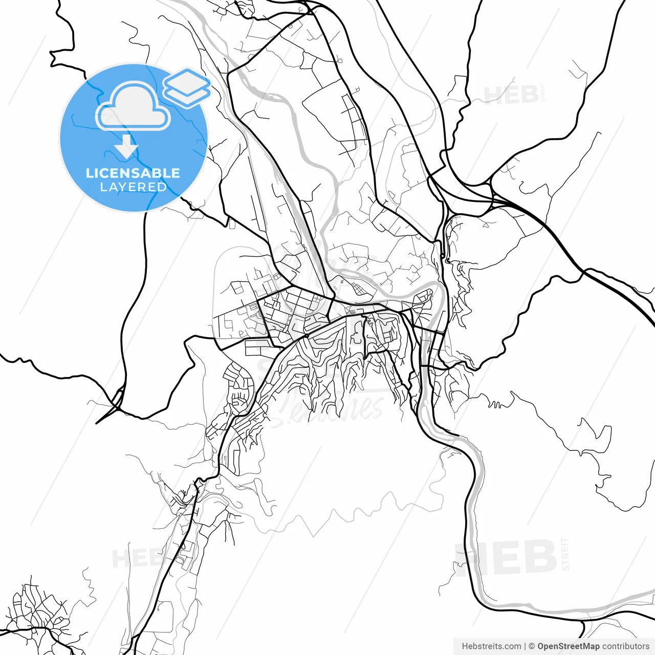 Layered PDF map of Veles, North Macedonia