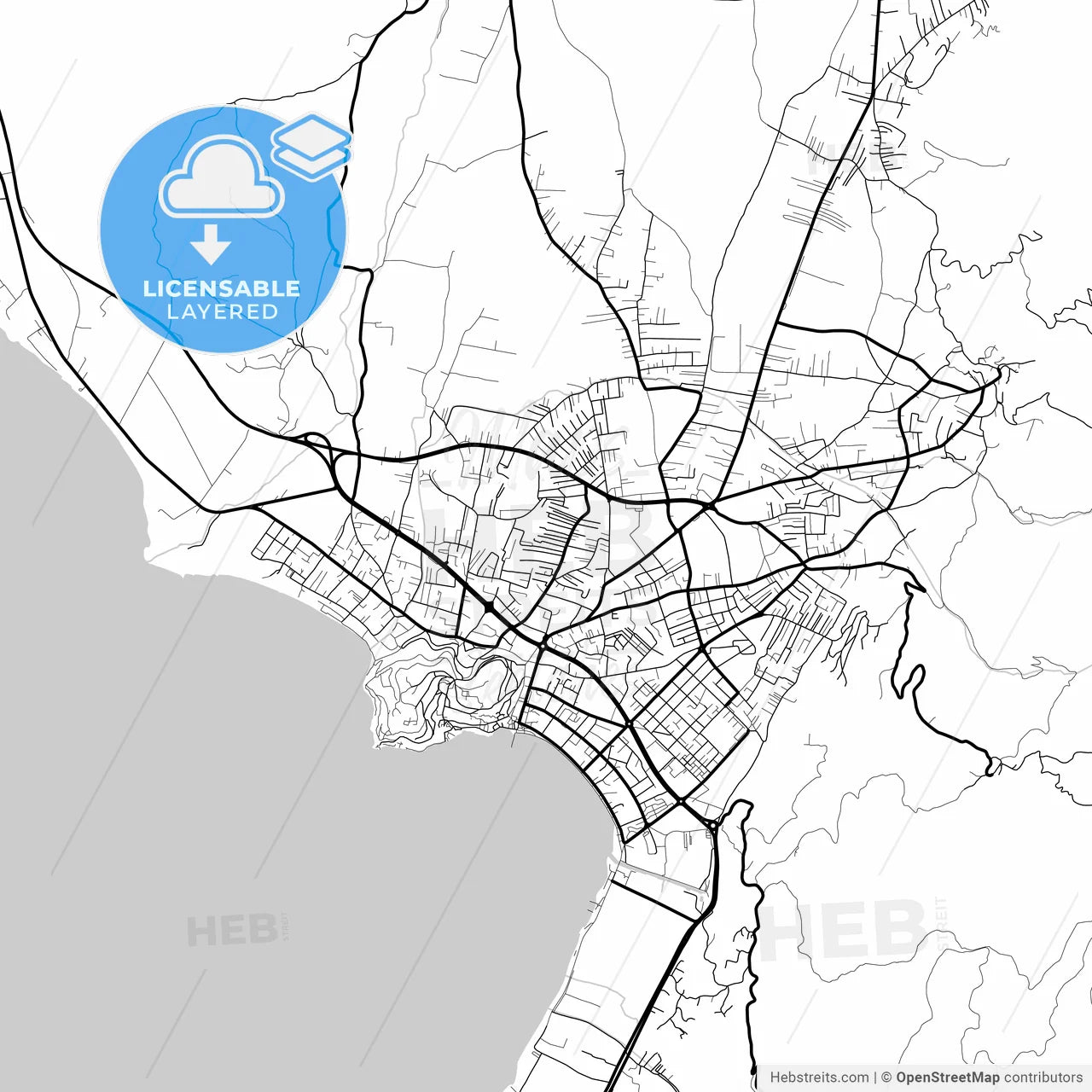Layered PDF map of Ohrid, North Macedonia