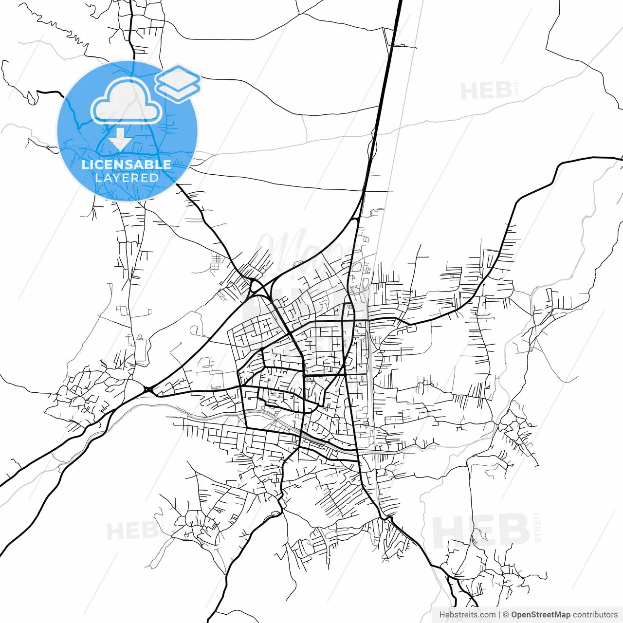 Layered PDF map of Gostivar, North Macedonia