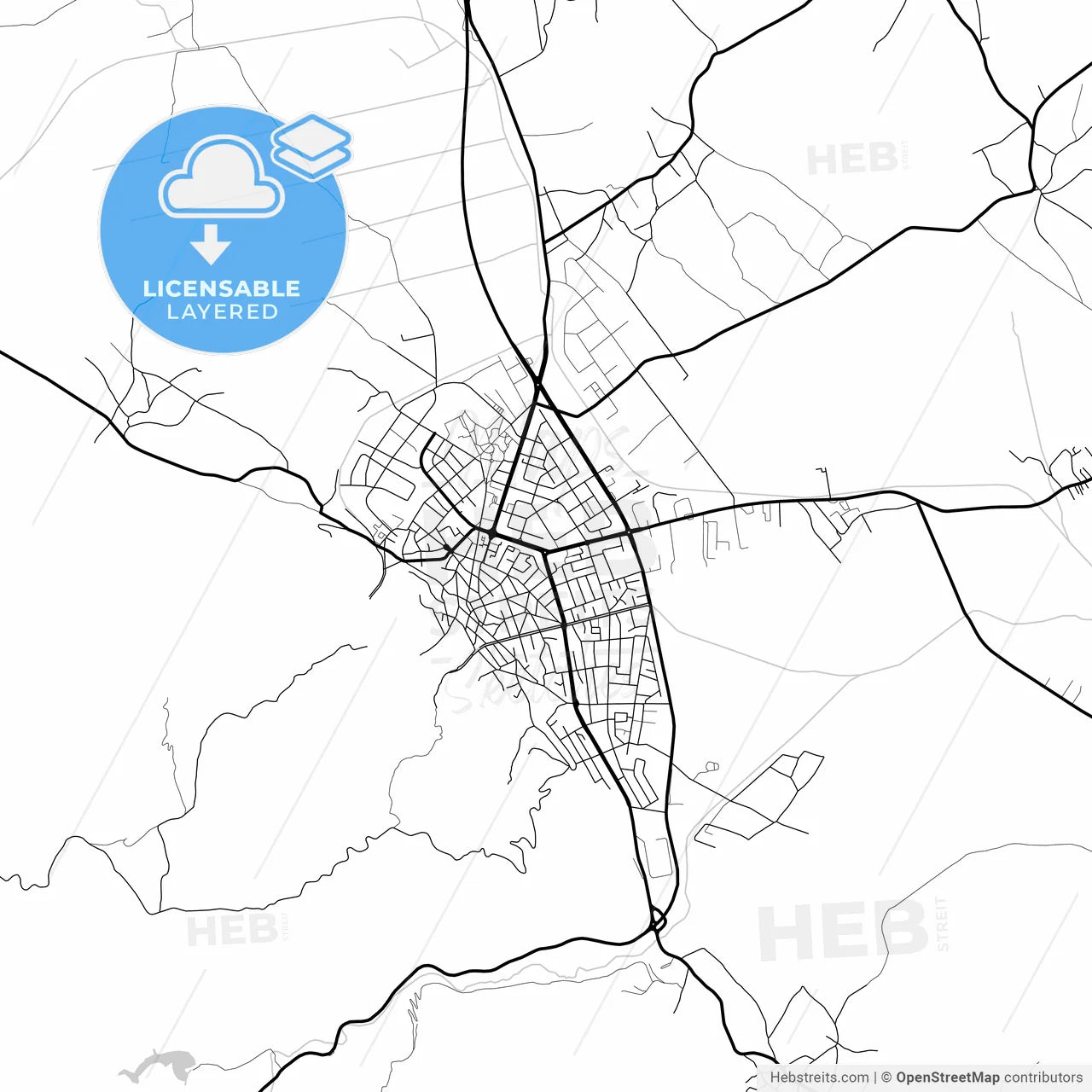 Layered PDF map of Strumica, North Macedonia