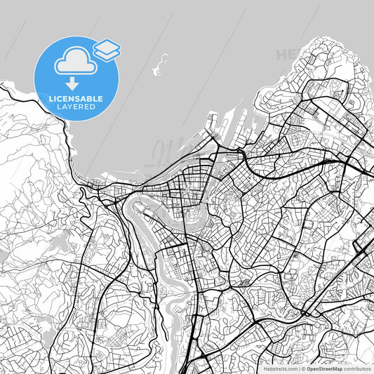 Layered PDF map of Trondheim, Trøndelag, Norway