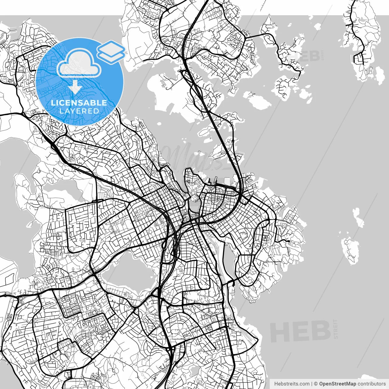 Layered PDF map of Stavanger, Rogaland, Norway