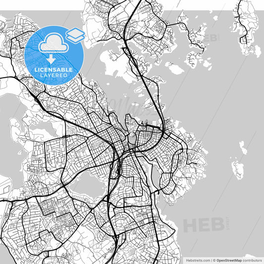 Layered PDF map of Stavanger, Rogaland, Norway