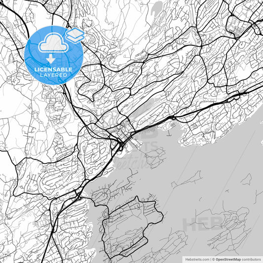 Layered PDF map of Sandvika, Akershus, Norway