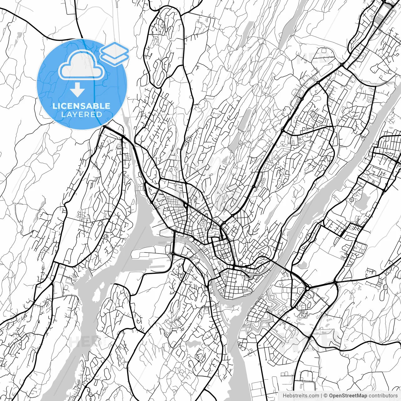Layered PDF map of Fredrikstad, Østfold, Norway