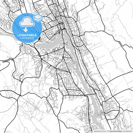 Layered PDF map of Skien, Telemark, Norway