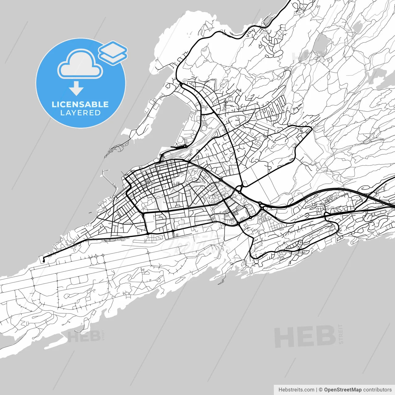 Layered PDF map of Bodø, Nordland, Norway