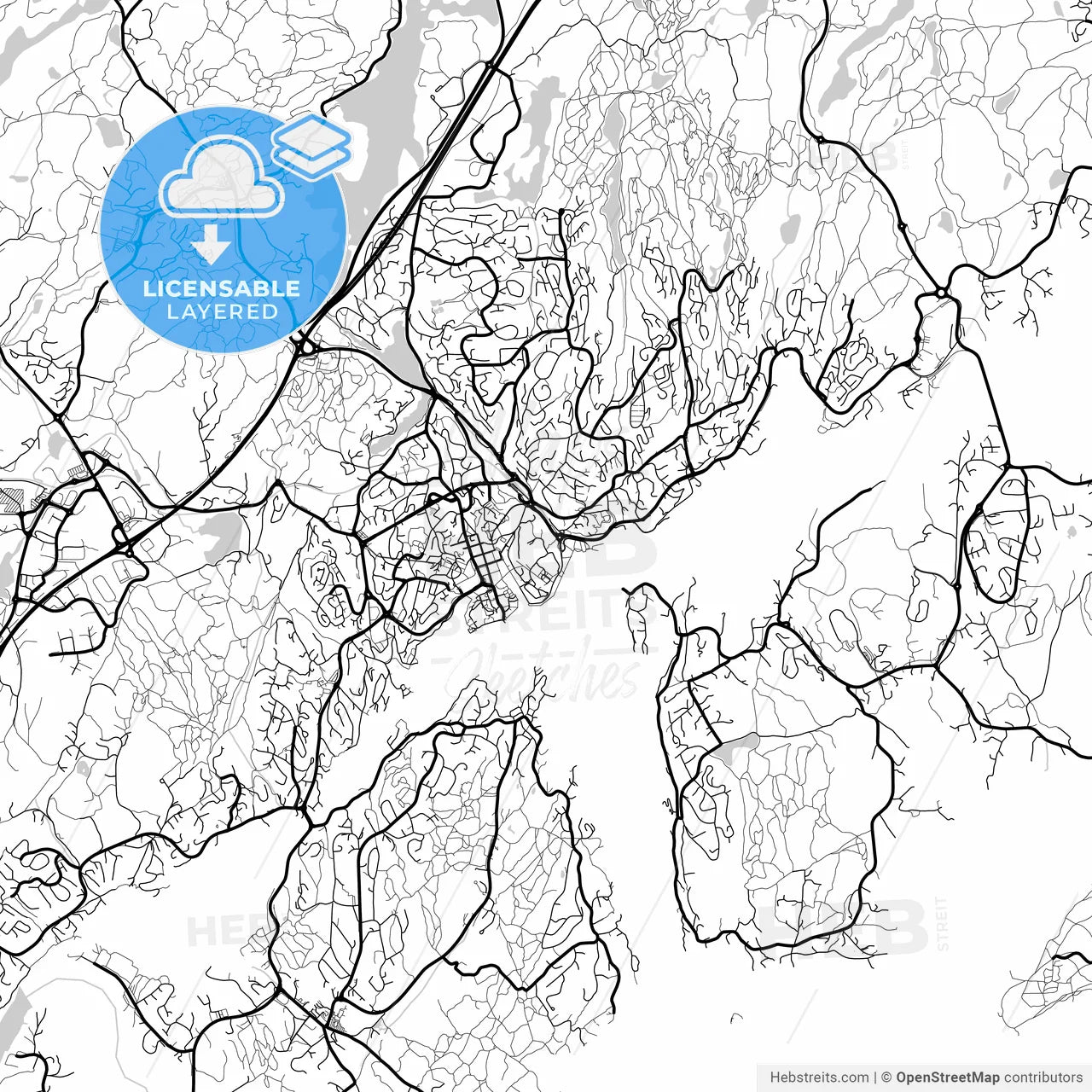 Layered PDF map of Arendal, Aust-Agder, Norway