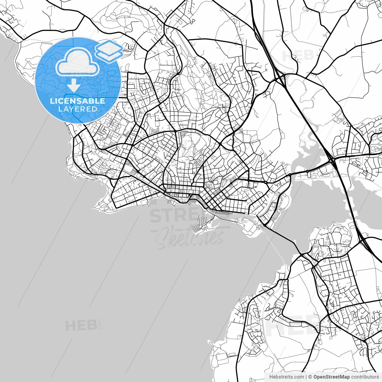 Layered PDF map of Hamar, Hedmark, Norway