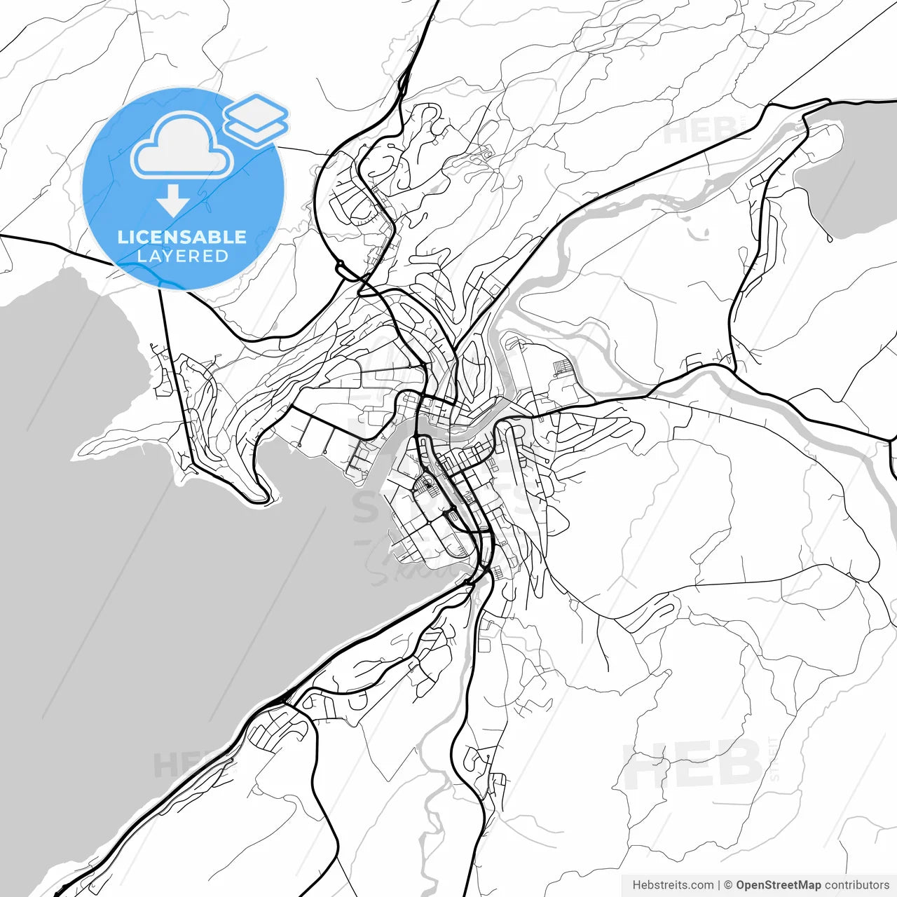 Layered PDF map of Steinkjer, Trøndelag, Norway