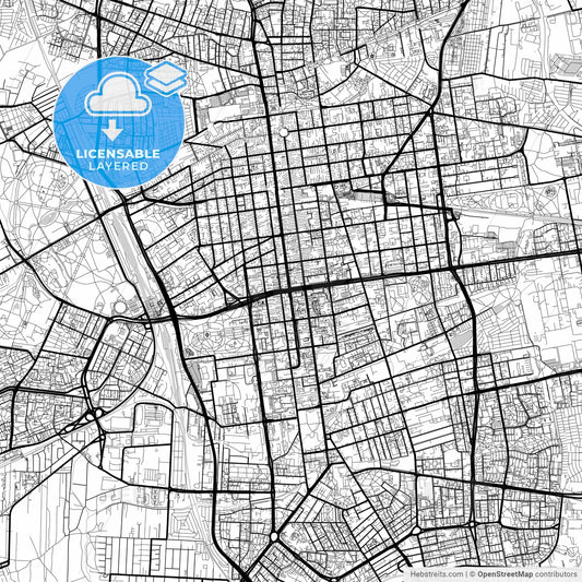 Layered PDF map of Łódź, Łódź, Poland