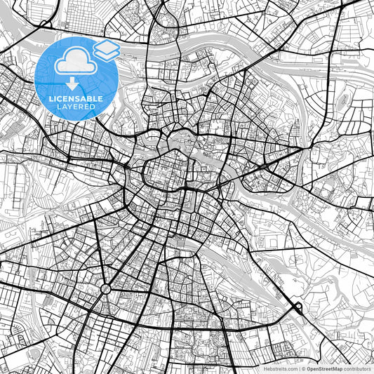 Layered PDF map of Wrocław, Lower Silesian, Poland