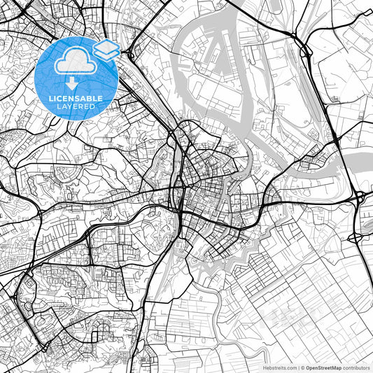 Layered PDF map of Gdańsk, Pomeranian, Poland