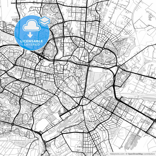 Layered PDF map of Lublin, Lublin, Poland
