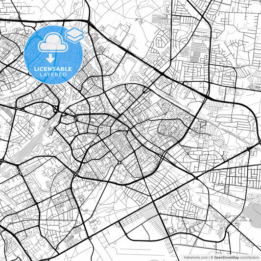 Layered PDF map of Białystok, Podlaskie, Poland
