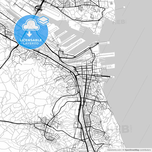 Layered PDF map of Gdynia, Pomeranian, Poland