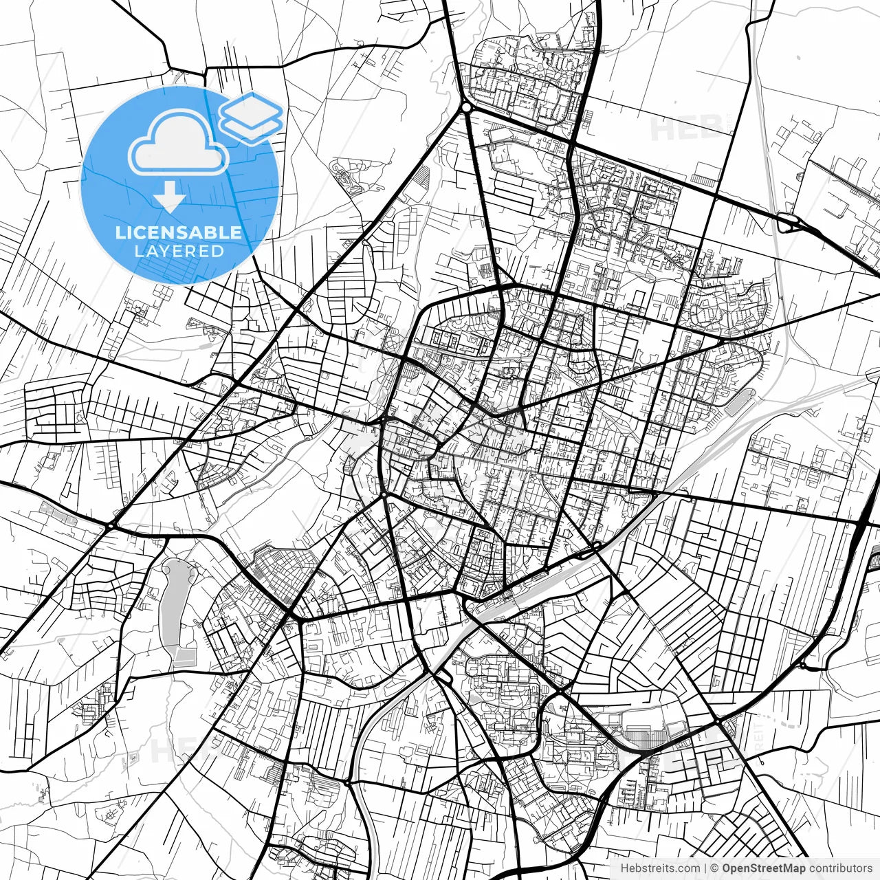 Layered PDF map of Radom, Masovian, Poland