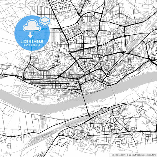 Layered PDF map of Toruń, Kuyavian-Pomeranian, Poland