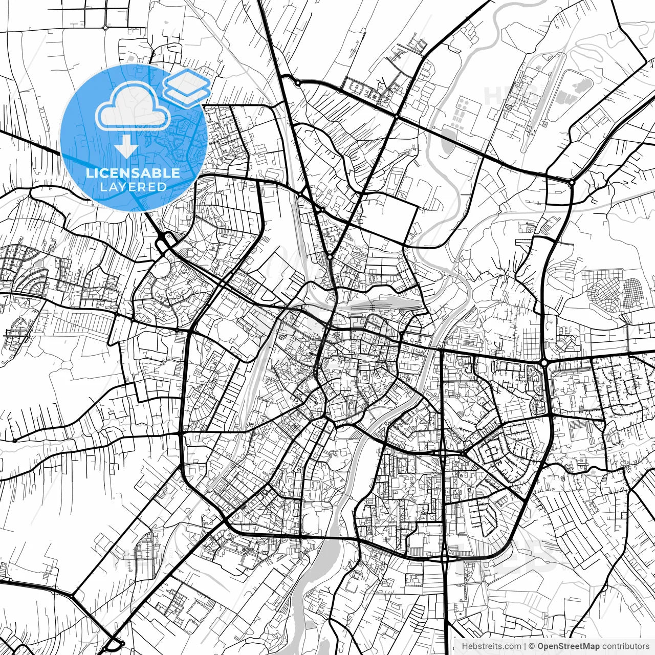 Layered PDF map of Rzeszów, Podkarpackie, Poland