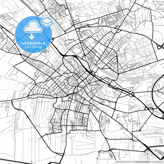 Layered PDF map of Gliwice, Silesian, Poland