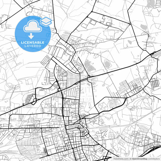 Layered PDF map of Zabrze, Silesian, Poland