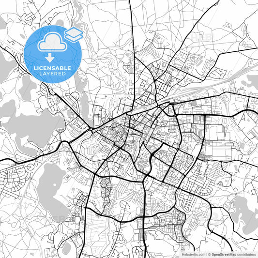 Layered PDF map of Olsztyn, Warmian-Masurian, Poland
