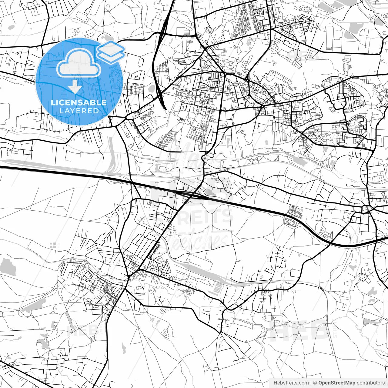 Layered PDF map of Ruda Śląska, Silesian, Poland