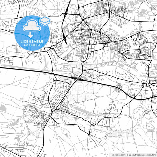 Layered PDF map of Ruda Śląska, Silesian, Poland