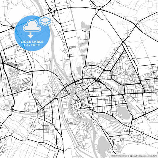 Layered PDF map of Opole, Opole, Poland