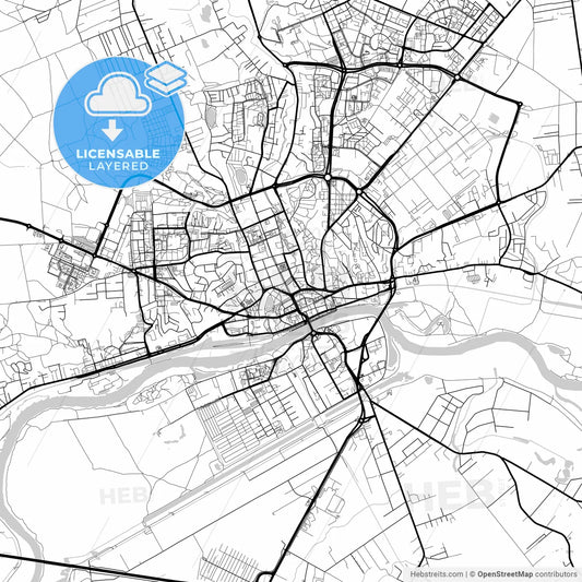 Layered PDF map of Gorzów Wielkopolski, Lubusz, Poland