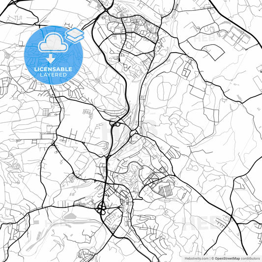 Layered PDF map of Wałbrzych, Lower Silesian, Poland