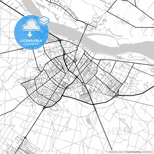 Layered PDF map of Włocławek, Kuyavian-Pomeranian, Poland