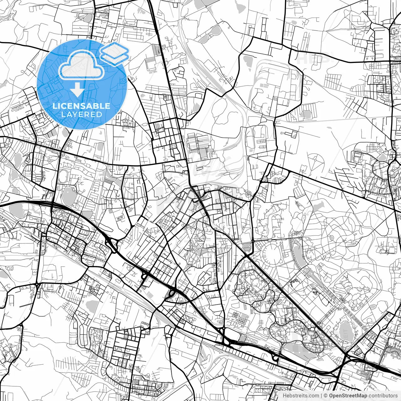 Layered PDF map of Chorzów, Silesian, Poland