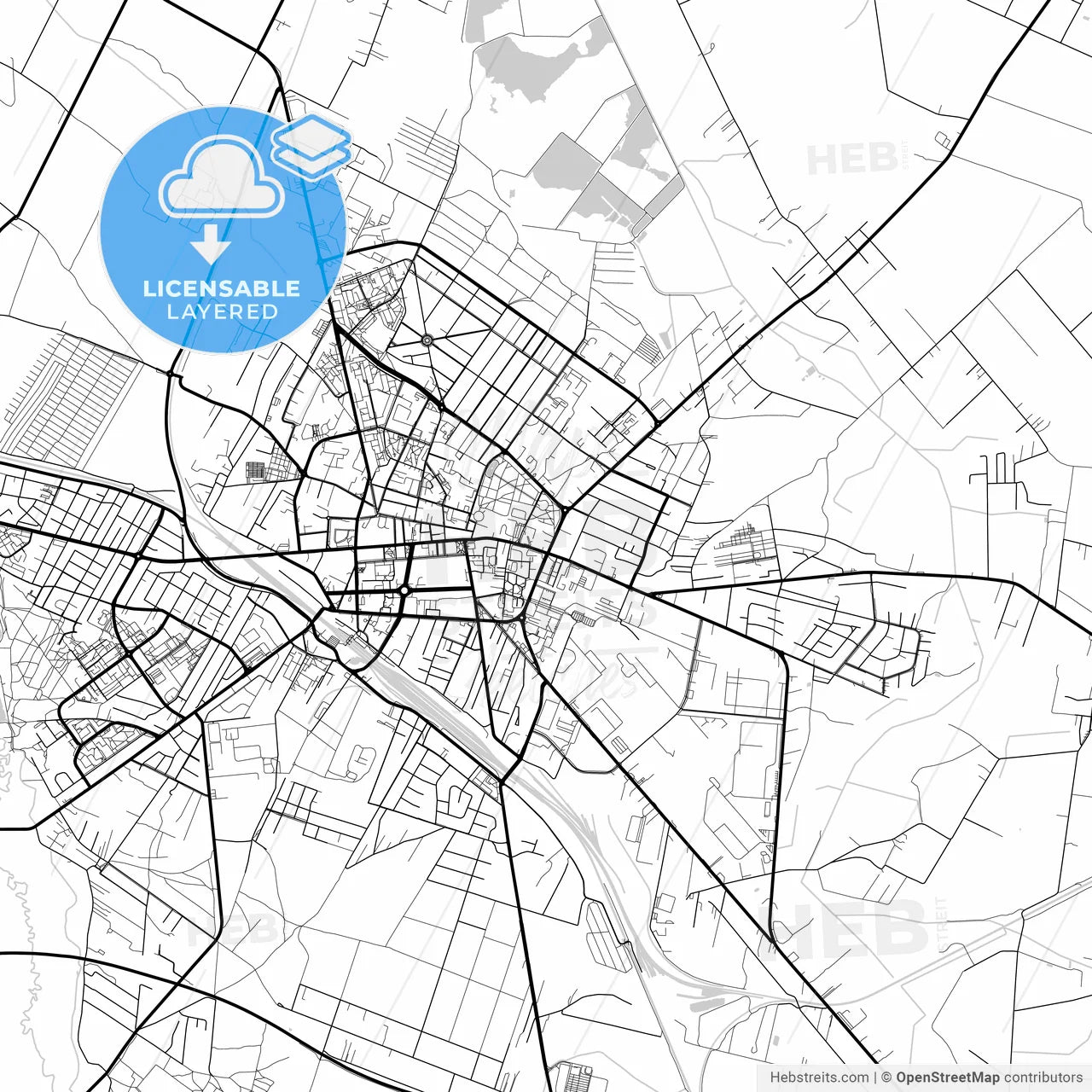 Layered PDF map of Siedlce, Masovian, Poland
