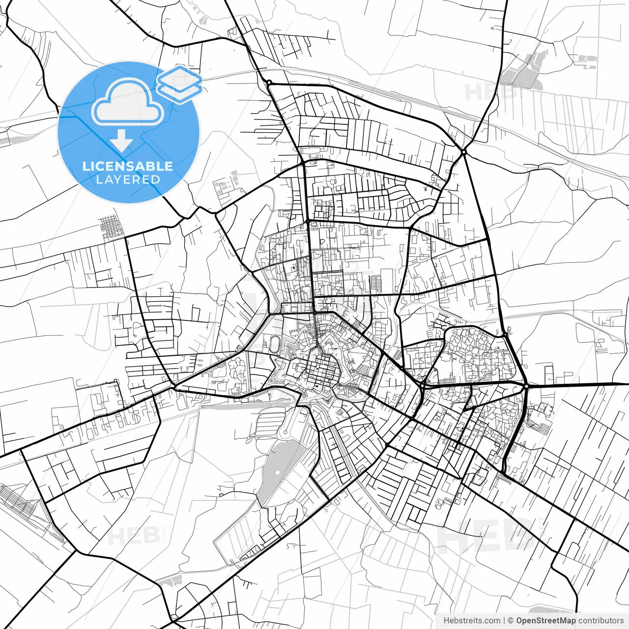 Layered PDF map of Zamość, Lublin, Poland