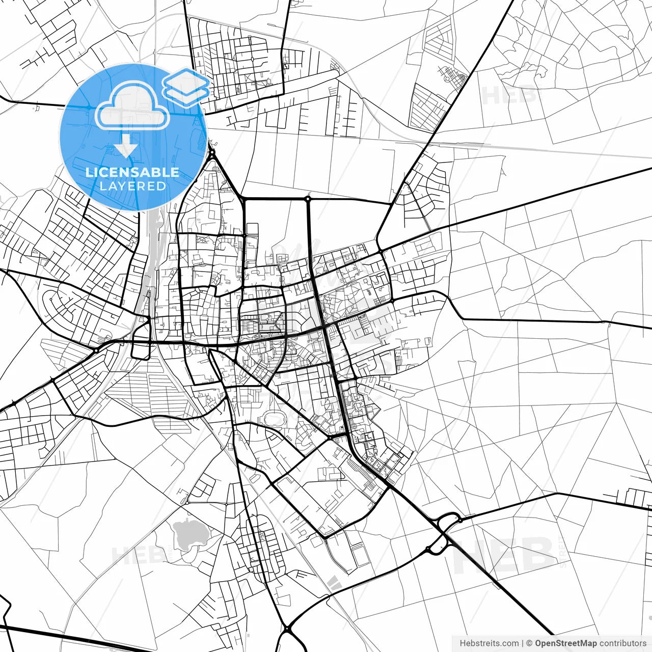 Layered PDF map of Leszno, Greater Poland, Poland