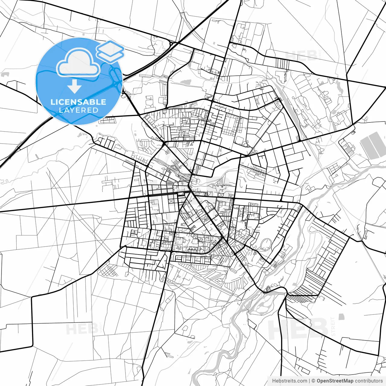 Layered PDF map of Tomaszów Mazowiecki, Łódź, Poland