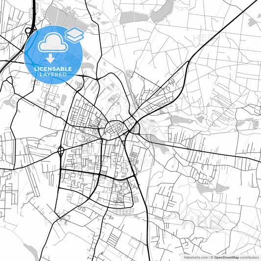 Layered PDF map of Żory, Silesian, Poland