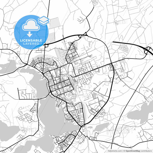 Layered PDF map of Ełk, Warmian-Masurian, Poland
