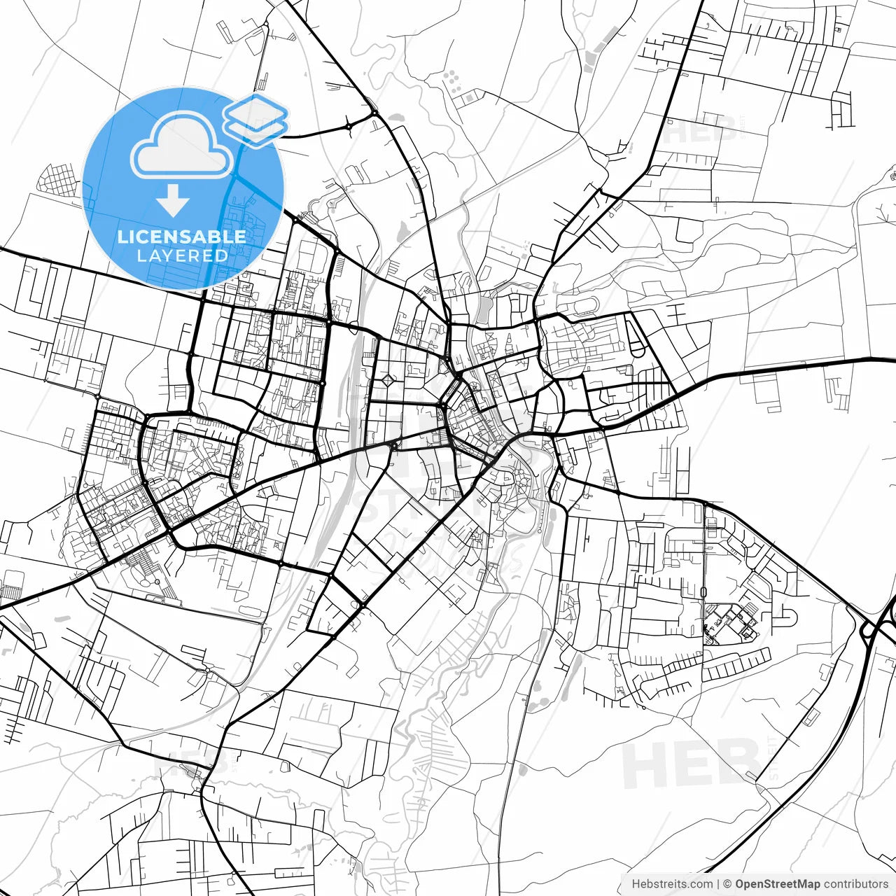 Layered PDF map of Słupsk, Pomeranian, Poland