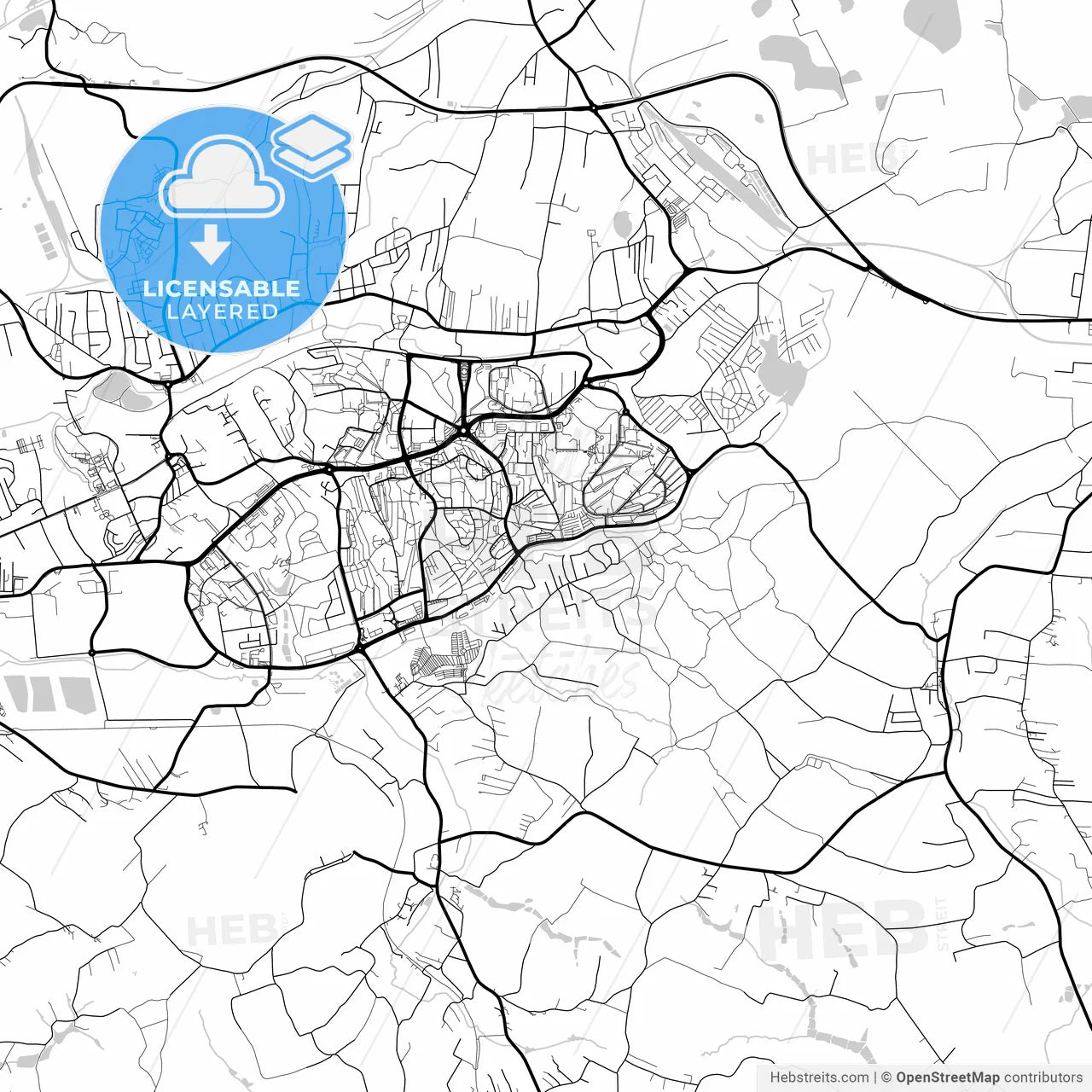 Layered PDF map of Jastrzębie Zdrój, Silesian, Poland