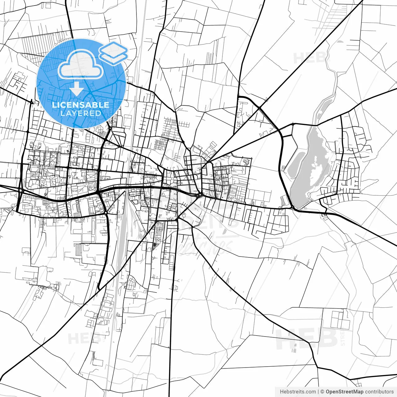 Layered PDF map of Piotrków Trybunalski, Łódź, Poland