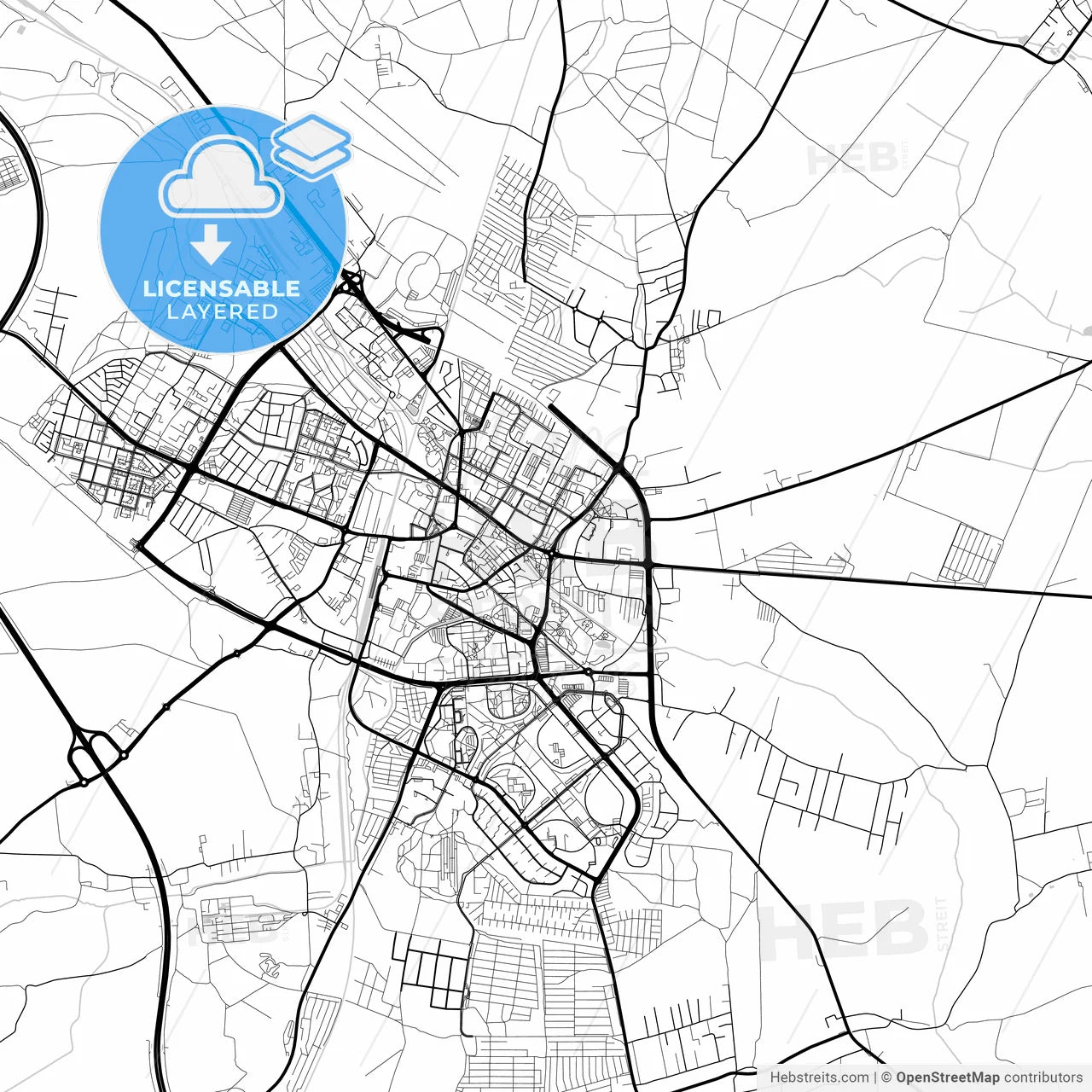 Layered PDF map of Lubin, Lower Silesian, Poland