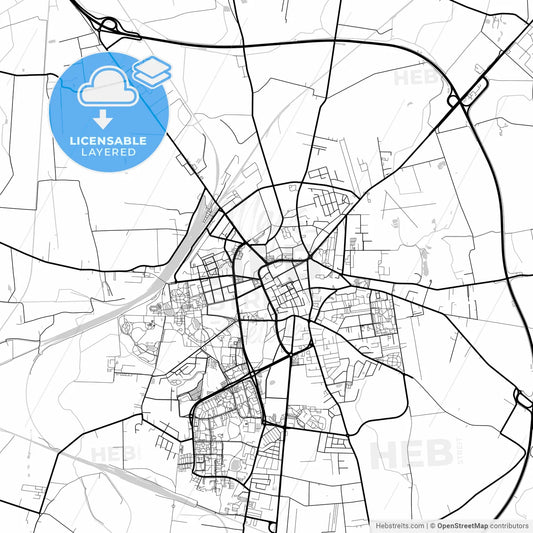 Layered PDF map of Inowrocław, Kuyavian-Pomeranian, Poland