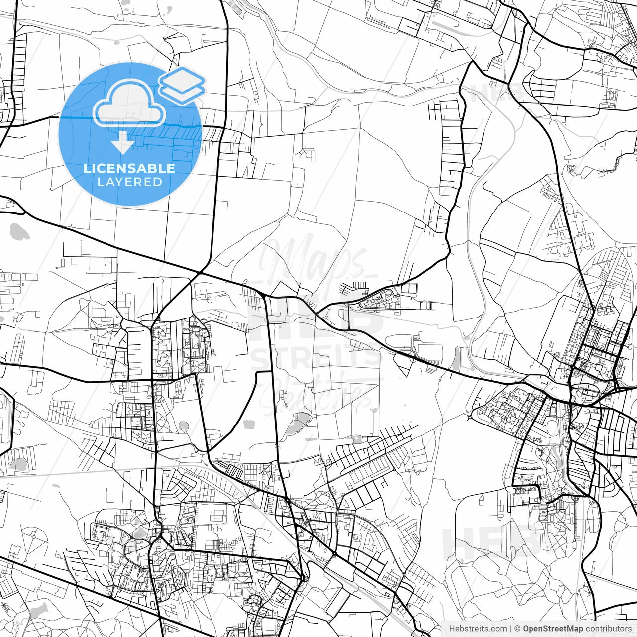 Layered PDF map of Siemianowice Śląskie, Silesian, Poland
