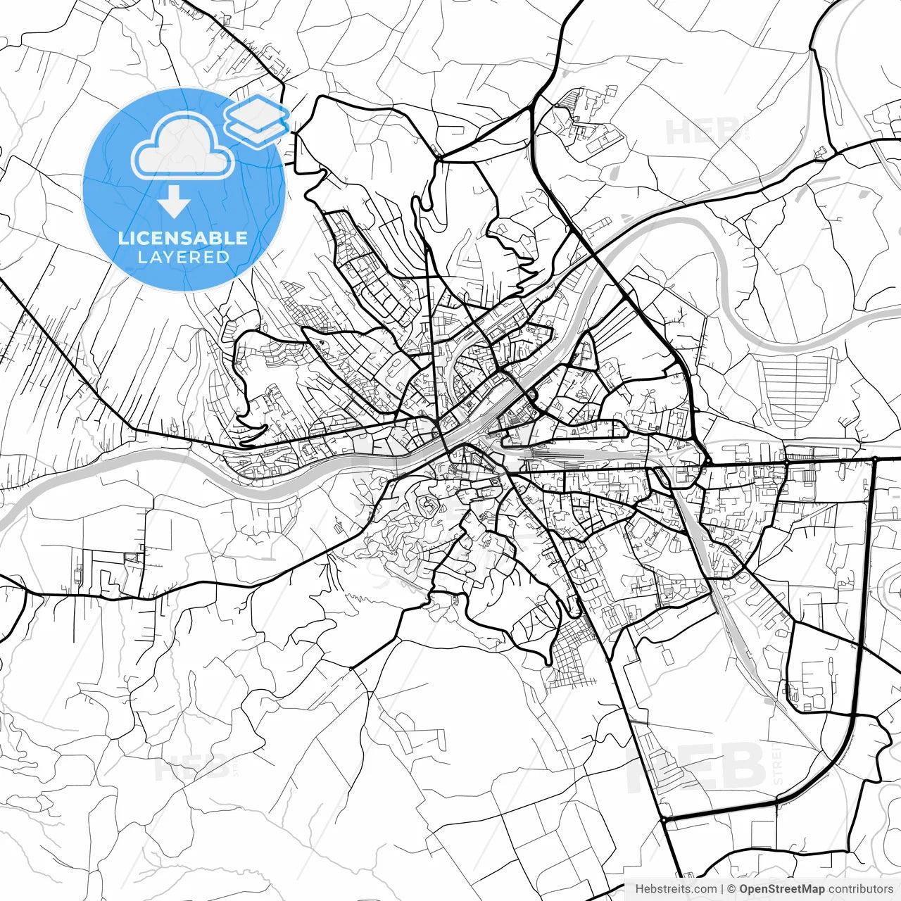 Layered PDF map of Przemyśl, Podkarpackie, Poland