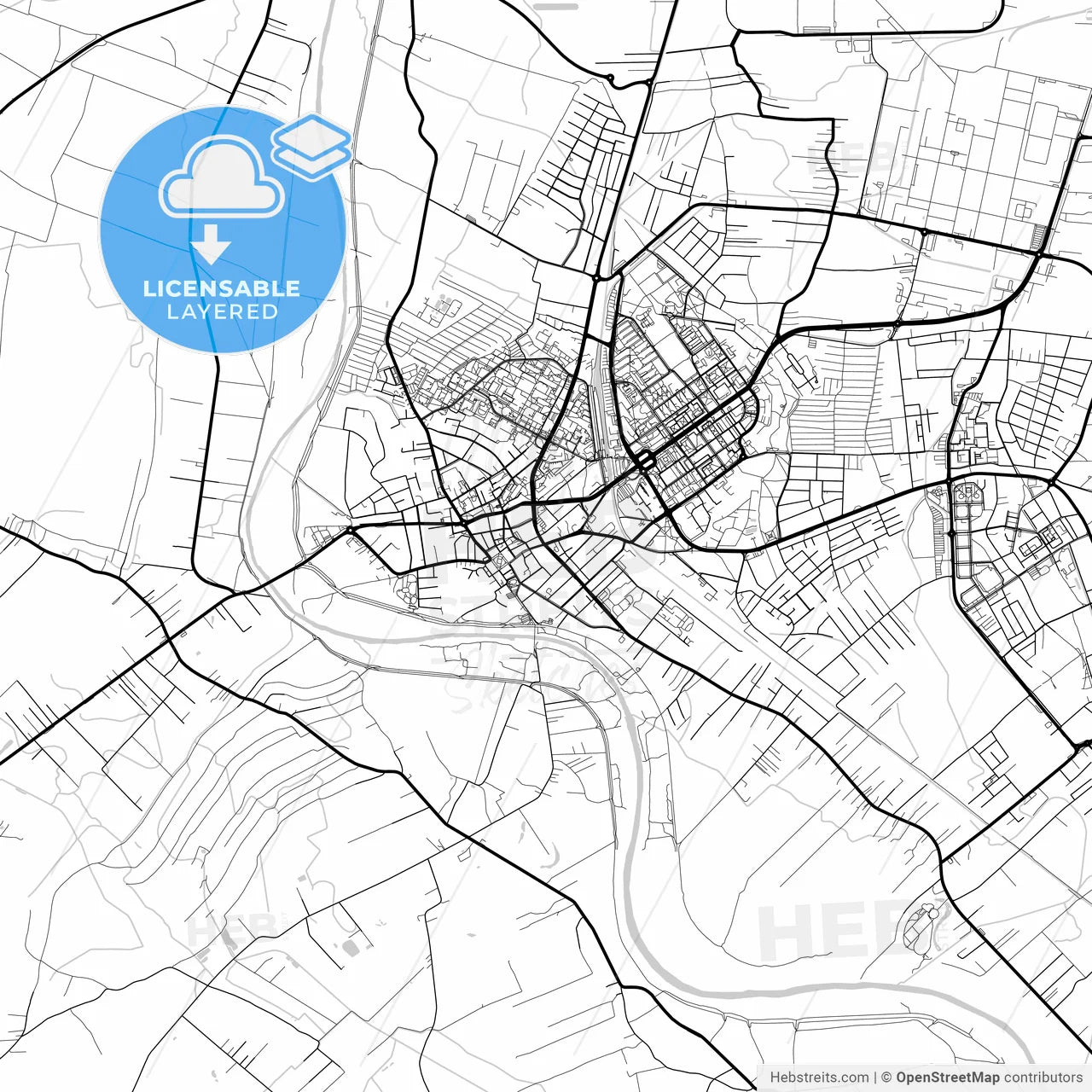 Layered PDF map of Mielec, Podkarpackie, Poland